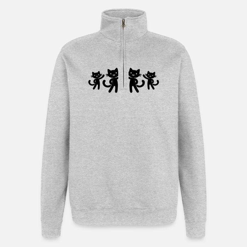 Équipe des chats - Sweat à zip 1/4 - gris chiné