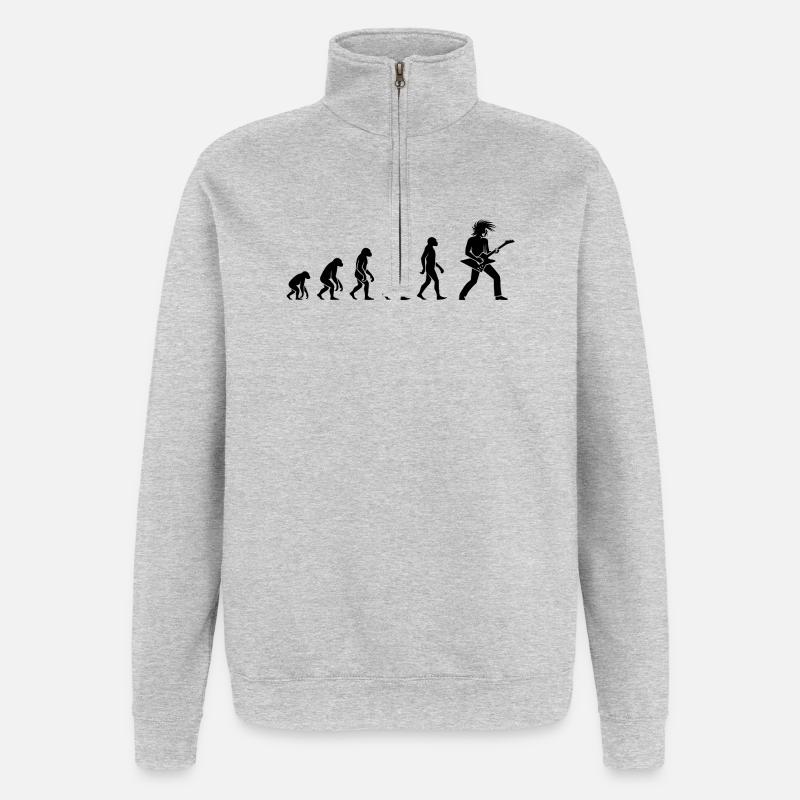 Evolution Rock 'n' Roll Guitarist Design - Quarter-Zip Sweatshirt - heather grey
