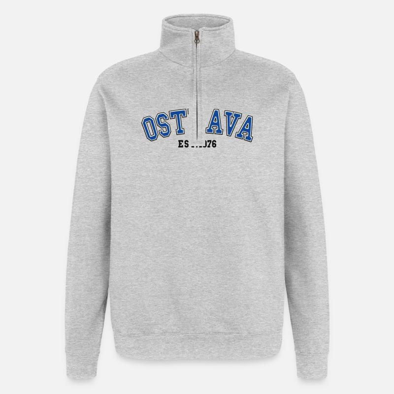 Ostrava gegründet 1976 - Quarter-Zip-Sweatshirt - Grau meliert