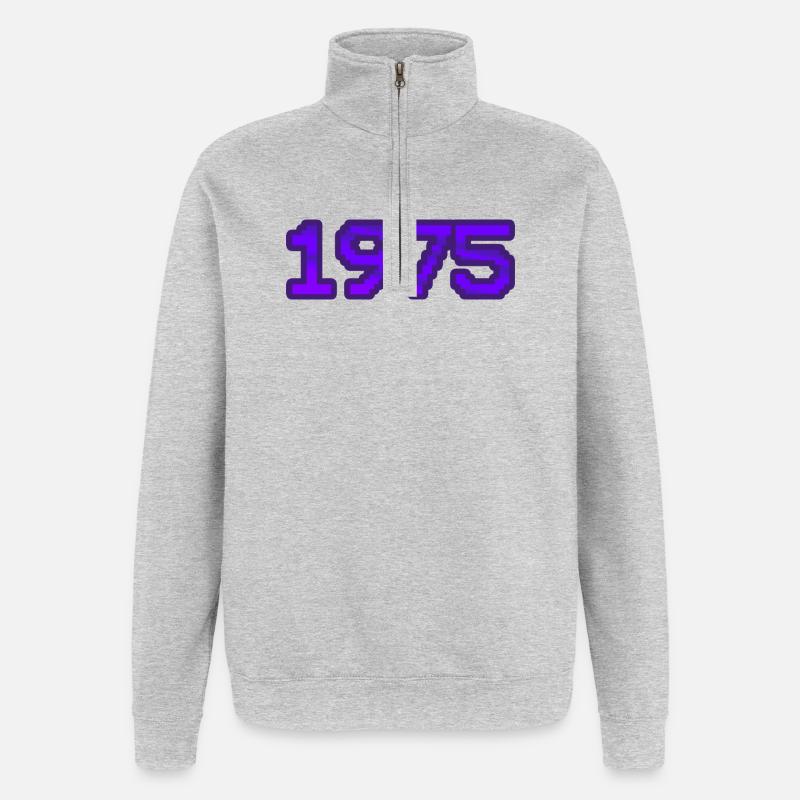 Nerd 1975 - Sweat à zip 1/4 - gris chiné