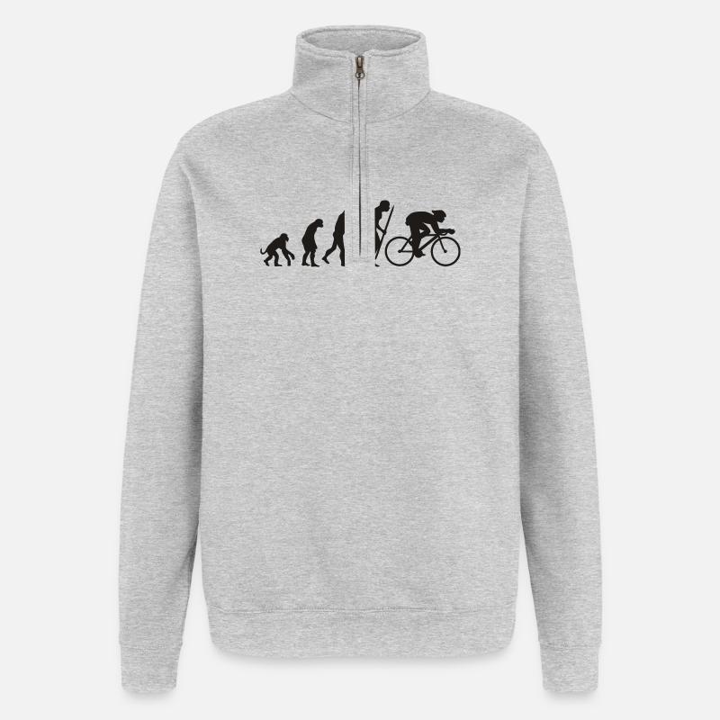 Evolution du cyclisme - Sweat à zip 1/4 - gris chiné