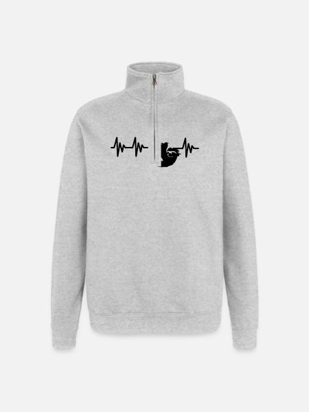 Herzlinie Faultier Geschenk - Quarter-Zip-Sweatshirt - Grau meliert