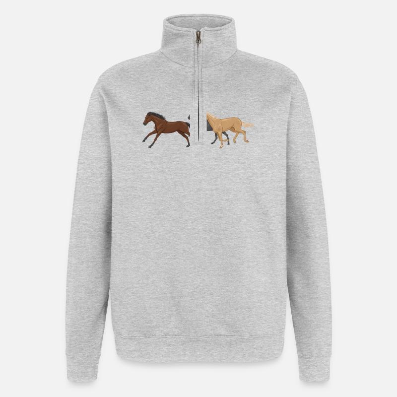 Three Horses - Sweat à zip 1/4 - gris chiné