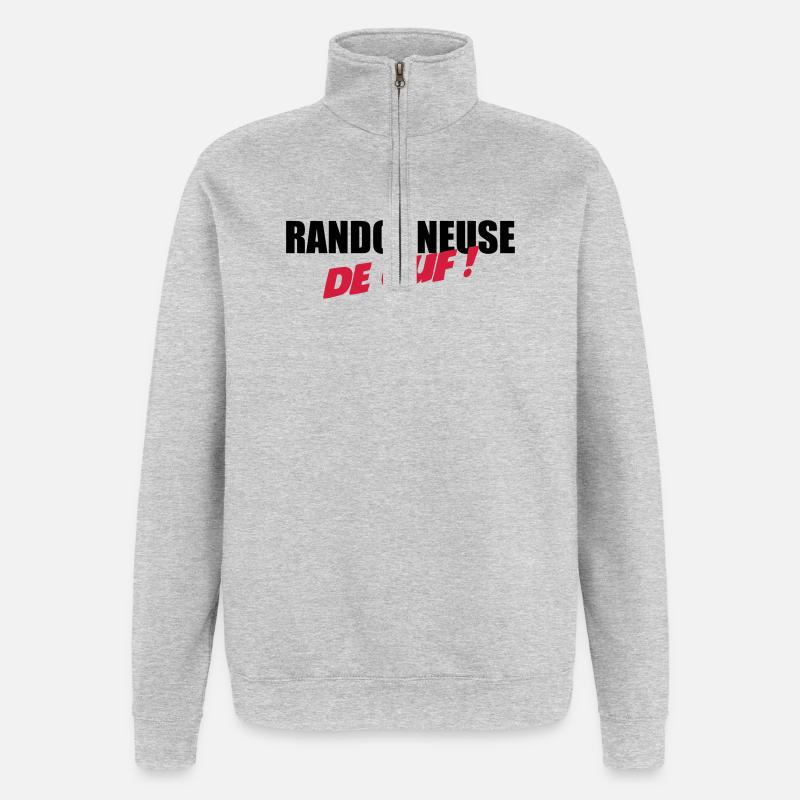 Randonneuse de ouf ! - Sweat à zip 1/4 - gris chiné