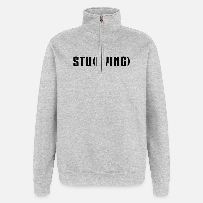 Das Studium von Sterben - Quarter-Zip-Sweatshirt - Grau meliert