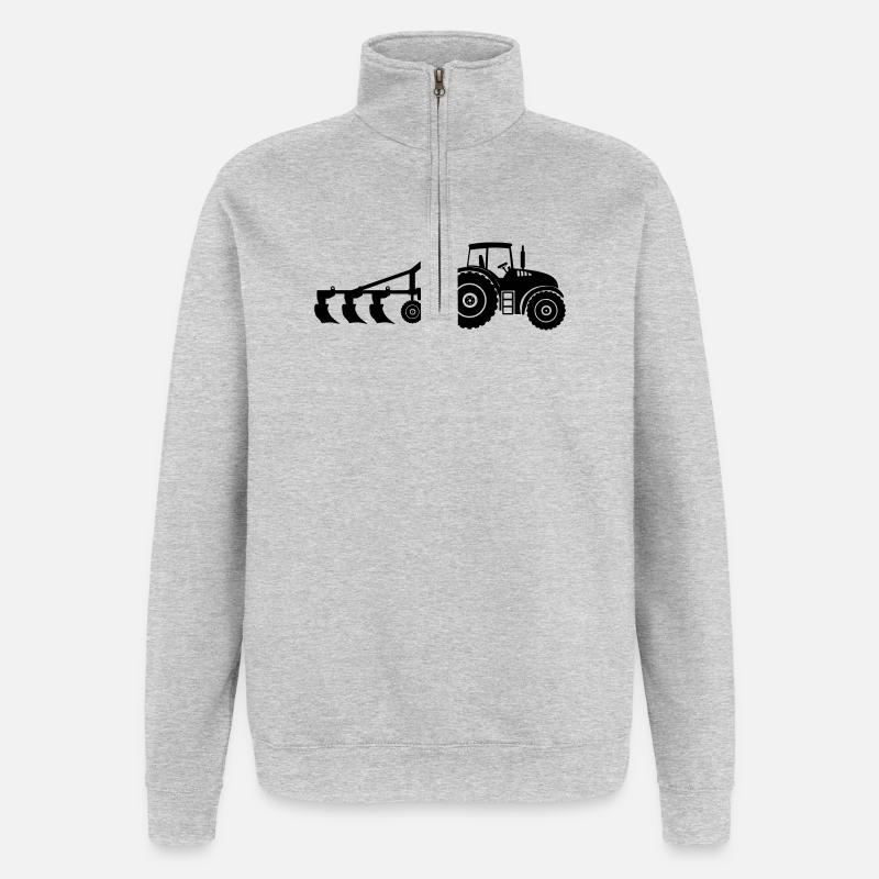 Acker-Traktor-Pflug - Quarter-Zip-Sweatshirt - Grau meliert