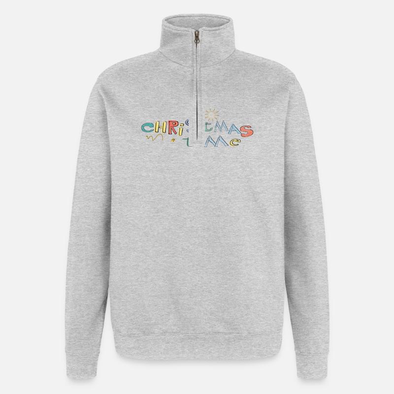 Période de Noël - Sweat à zip 1/4 - gris chiné