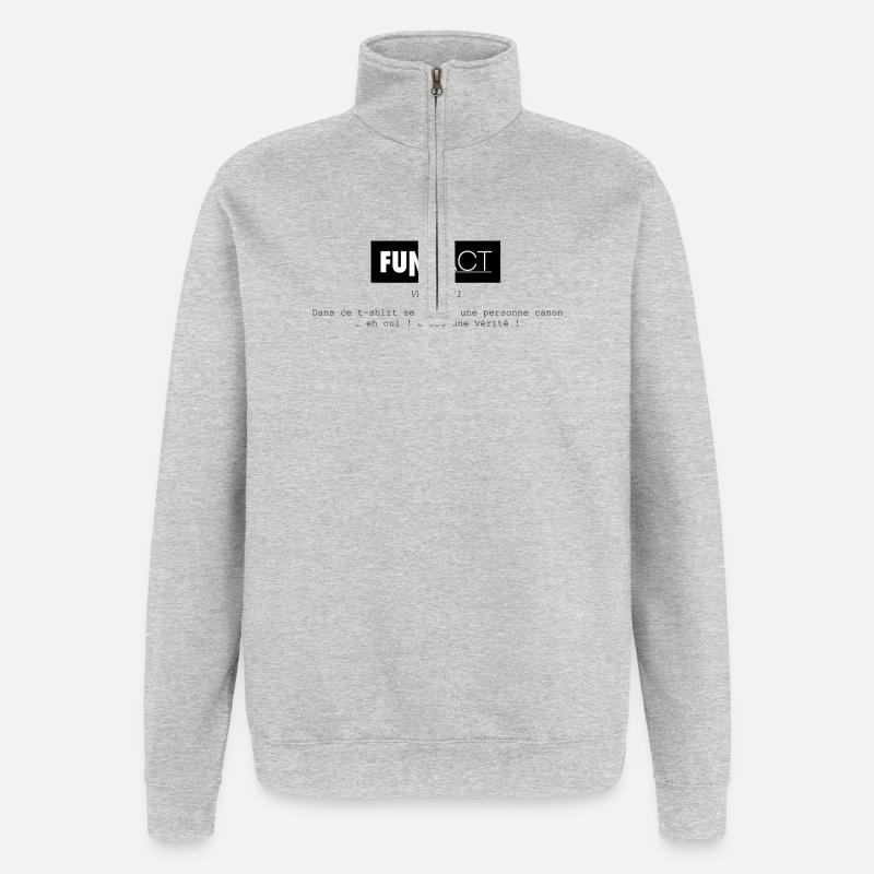 FUNFact_-1 - Sweat à zip 1/4 - gris chiné