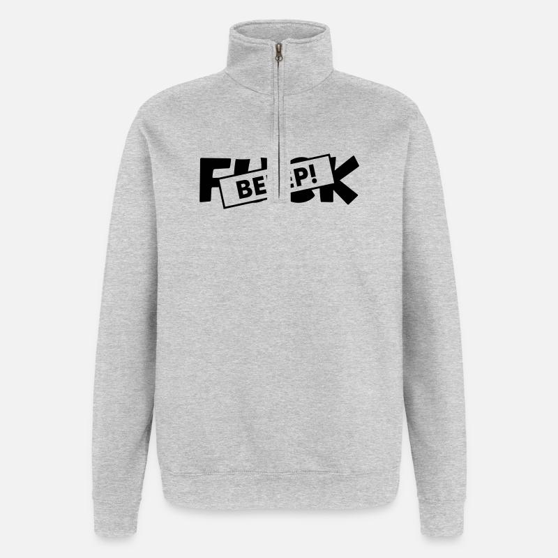 Bip de censure : Son de merde - Sweat à zip 1/4 - gris chiné