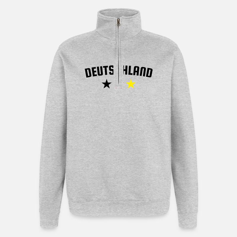 Allemagne Conception à trois étoiles - Sweat à zip 1/4 - gris chiné