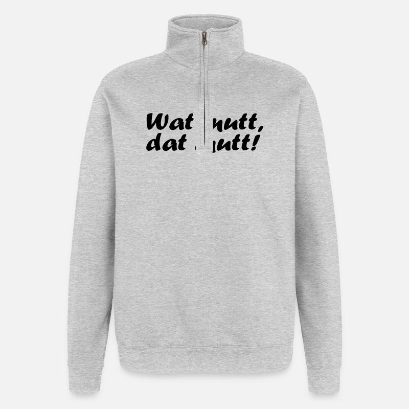 Wat mutt, dat mutt! - Quarter-Zip-Sweatshirt - Grau meliert