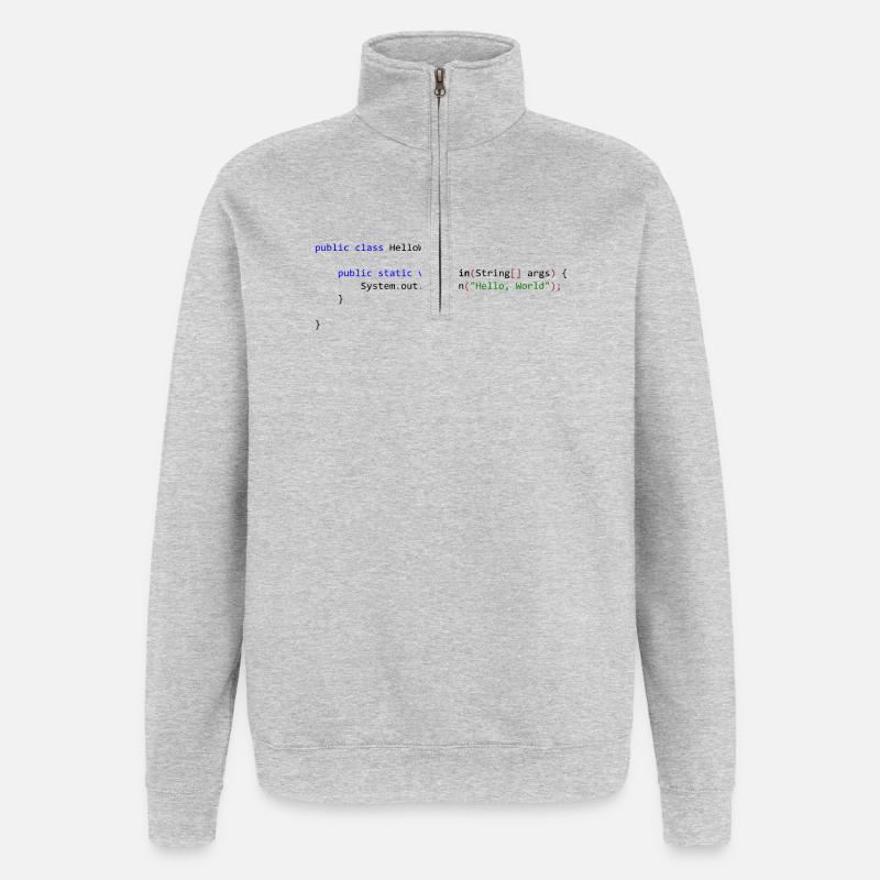 Hello World in Java - Quarter-Zip Sweatshirt - heather grey