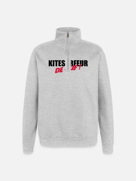 Kiteboarding / Kitesurfing / Kitesurf / - Sweat à zip 1/4 - gris chiné