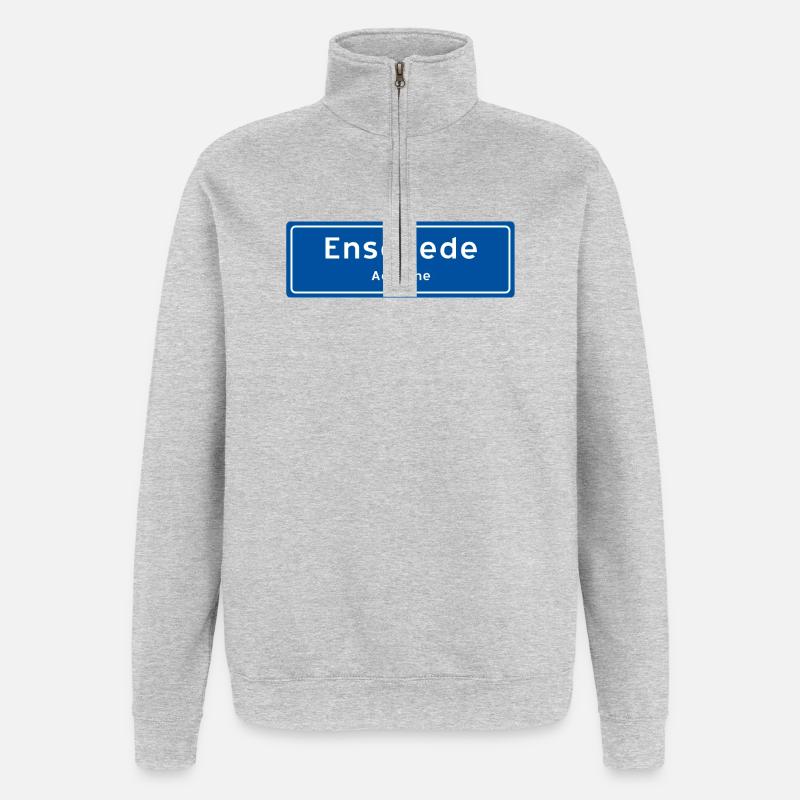 Enschede Stadtschild - Quarter-Zip-Sweatshirt - Grau meliert