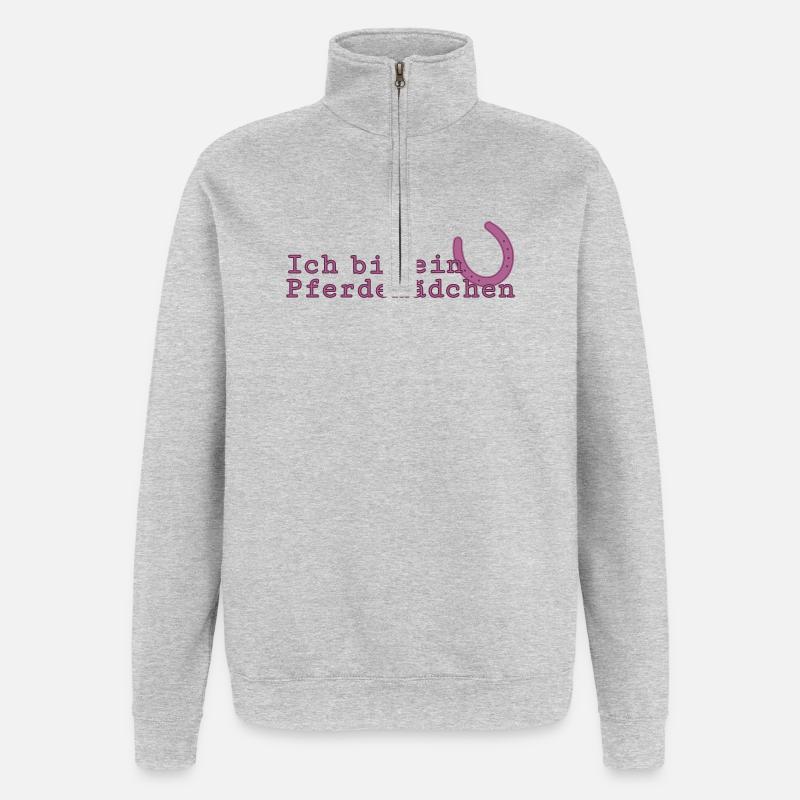 Ich bin ein Pferdemädchen - Quarter-Zip-Sweatshirt - Grau meliert