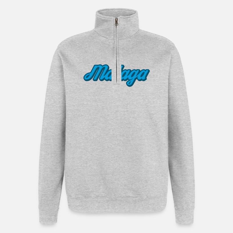 Málaga Coastal Script Blue - Quarter-Zip Sweatshirt - heather grey