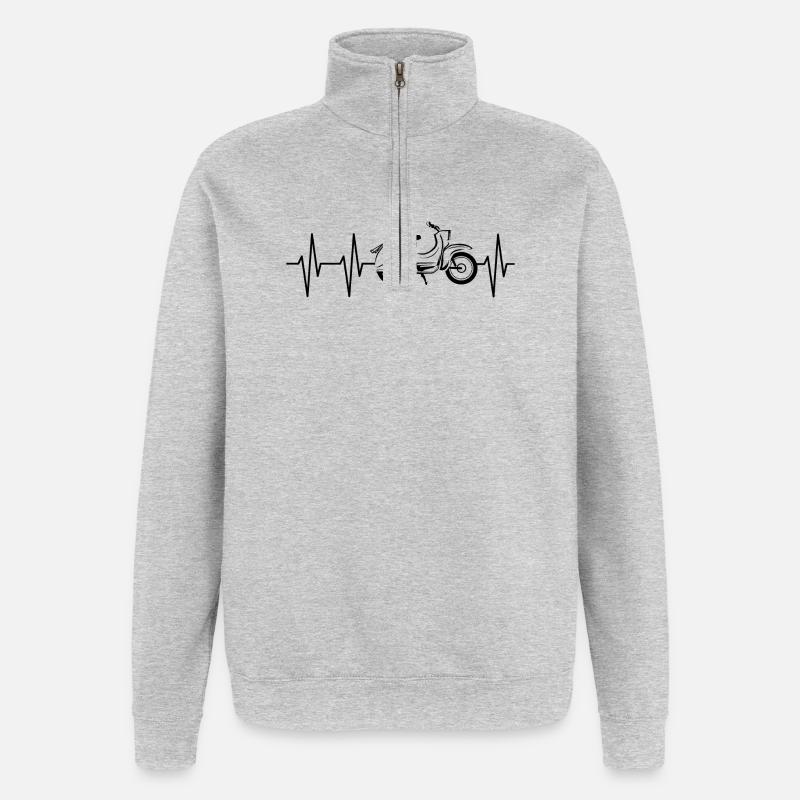 Simson Schwalbe Schwalbefahrer Herzschlag Puls - Quarter-Zip-Sweatshirt - Grau meliert