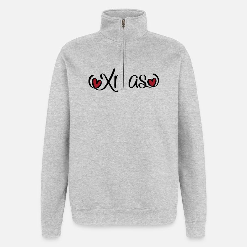 Weihnachten - Quarter-Zip-Sweatshirt - Grau meliert