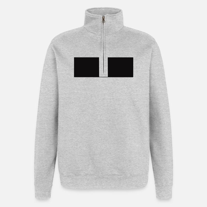Rectangle abstrait en noir - Sweat à zip 1/4 - gris chiné