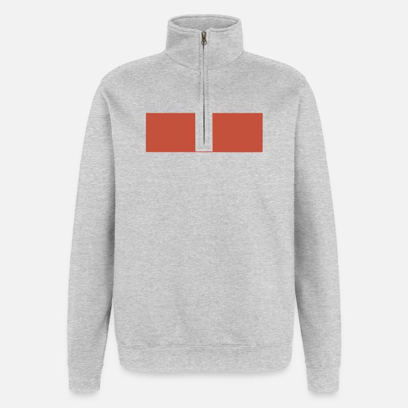 Motif abstrait de tons de terre - Sweat à zip 1/4 - gris chiné