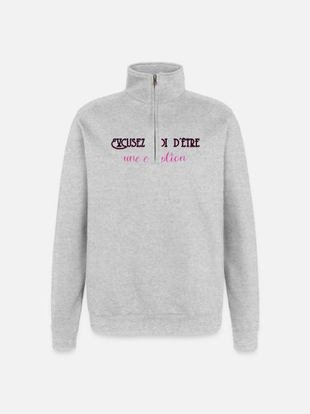 Excusez Moi DÊtre Une Exception - Sweat à zip 1/4 - gris chiné