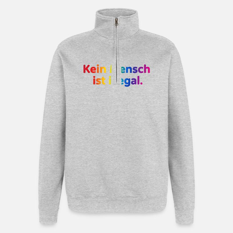 Rainbow Botschaft Kleidung - Quarter-Zip-Sweatshirt - Grau meliert