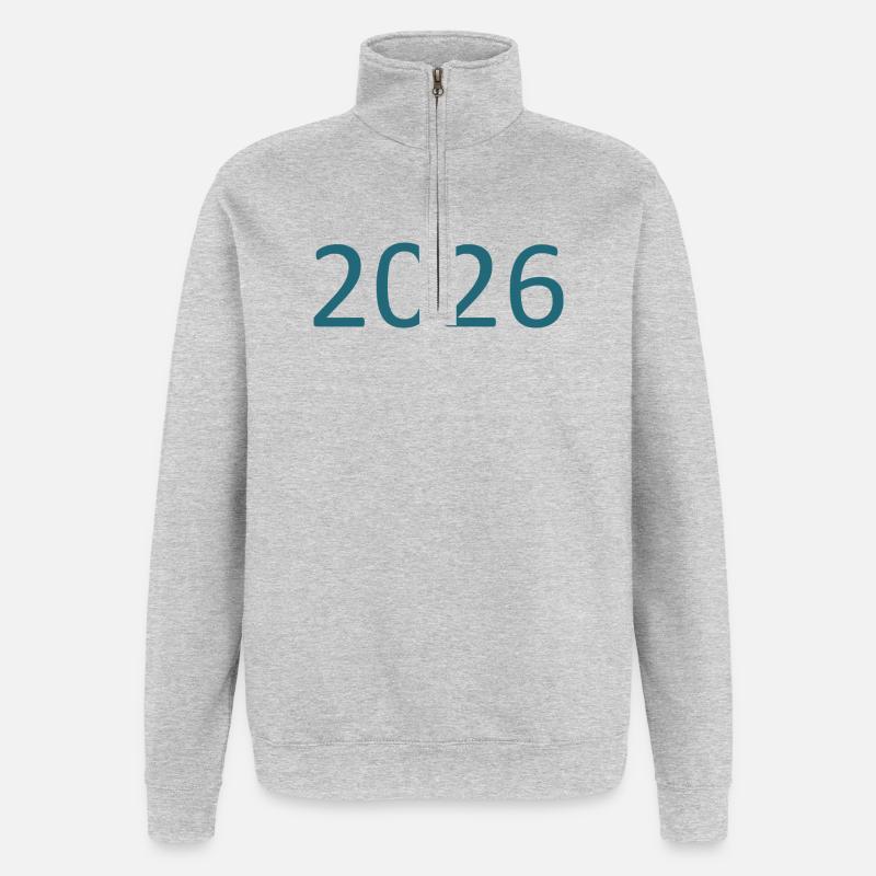 Année du numéro 2026 - Sweat à zip 1/4 - gris chiné
