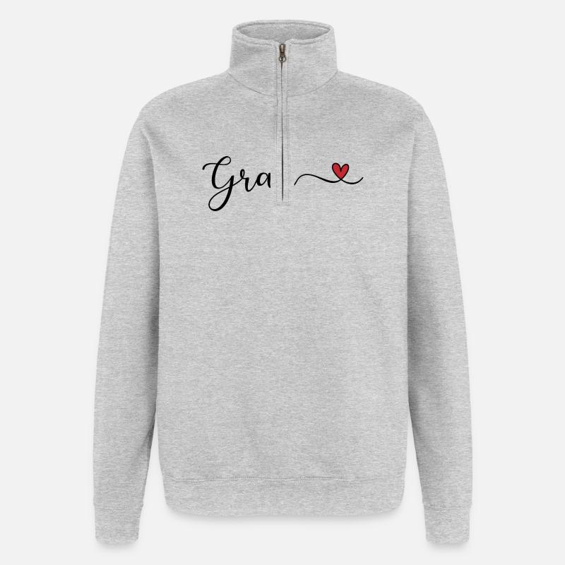Gran - Sweat à zip 1/4 - gris chiné