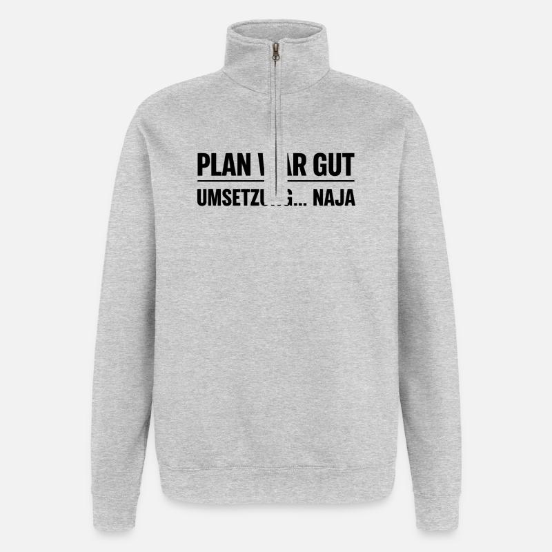Plan war gut – Umsetzung… naja  - Quarter-Zip-Sweatshirt - Grau meliert