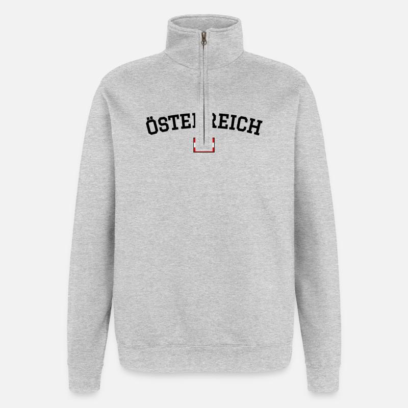 Austria Flag Design Black - Quarter-Zip Sweatshirt - heather grey