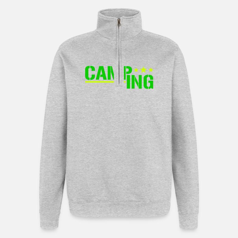 Camping - Quarter-Zip-Sweatshirt - Grau meliert