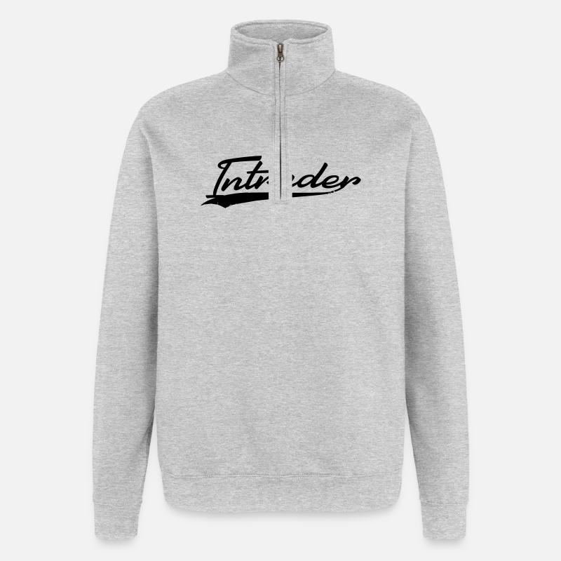 intruder - Sweat à zip 1/4 - gris chiné