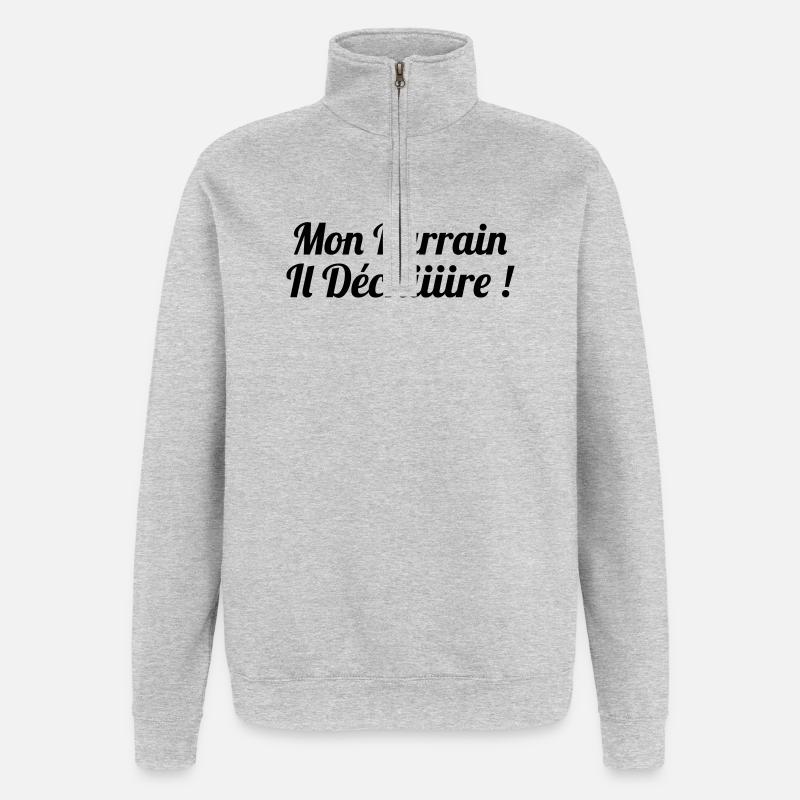 Mon Parrain il déchiiire ! - Sweat à zip 1/4 - gris chiné
