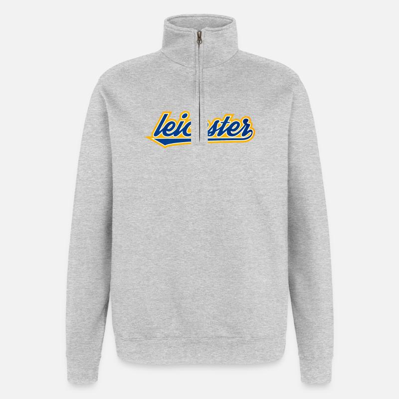 Leicester Script Swoosh auf Kleidung - Quarter-Zip-Sweatshirt - Grau meliert