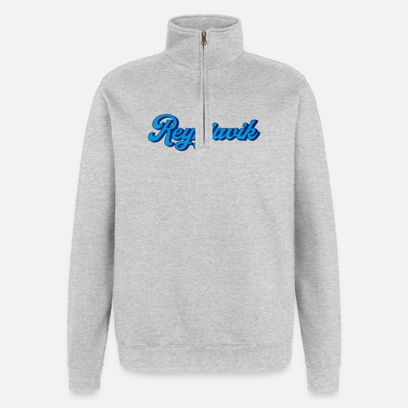 Reykjavik Blue Script Logo - Sweat à zip 1/4 - gris chiné