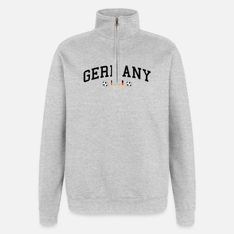 Germany mit Flagge - Quarter-Zip-Sweatshirt - Grau meliert