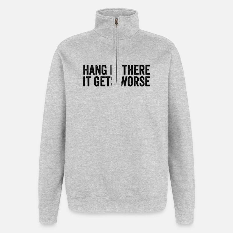 Restez à l’écoute, ça empire - Sweat à zip 1/4 - gris chiné