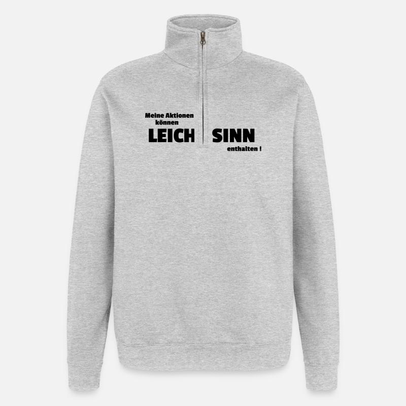 Sens de la lumière - Sweat à zip 1/4 - gris chiné