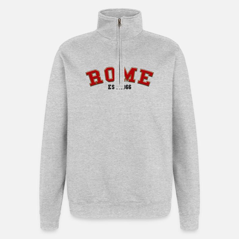Rom gegründet 1966 - Quarter-Zip-Sweatshirt - Grau meliert