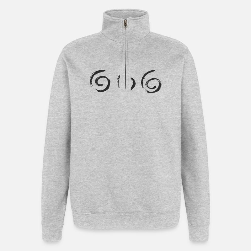 Cercles triples à pinceaux - Sweat à zip 1/4 - gris chiné