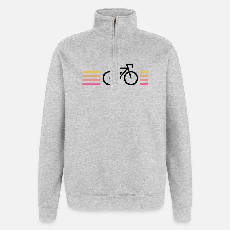 Vélo Noir Bandes Énergiques Sunset  - Sweat à zip 1/4 - gris chiné