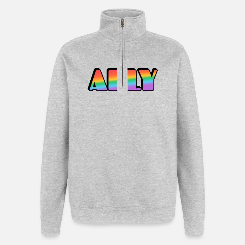 Lettres arc-en-ciel Ally - Sweat à zip 1/4 - gris chiné