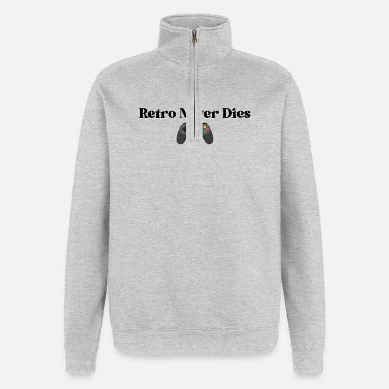 Le rétro ne meurt jamais - Sweat à zip 1/4 - gris chiné
