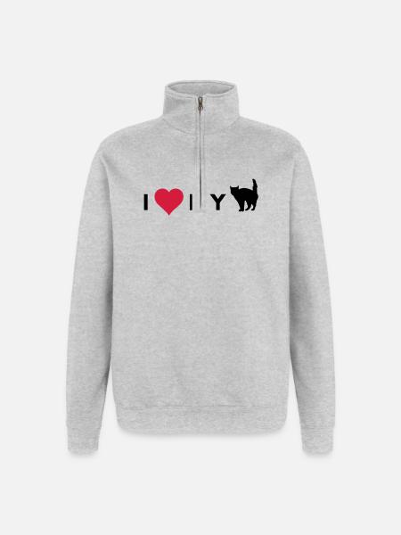 i love my cat - Quarter-Zip Sweatshirt - heather grey