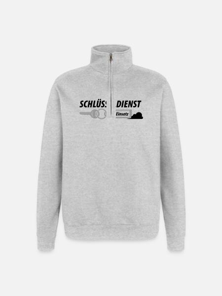 Schlüsseldienst im Einsatz - Quarter-Zip-Sweatshirt - Grau meliert