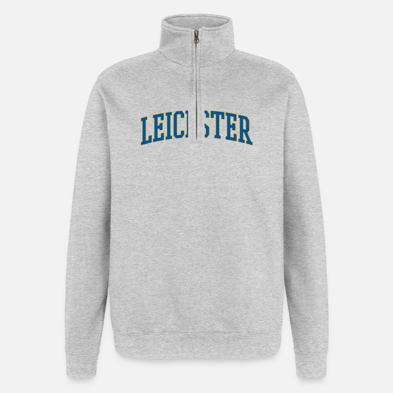 Mot de lycée Varsity de Leicester - Sweat à zip 1/4 - gris chiné