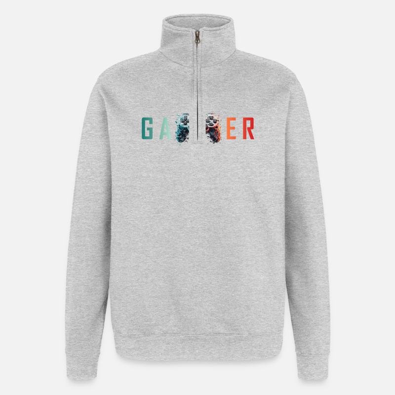 GAMER - Explosive Controller Design - Quarter-Zip Sweatshirt - heather grey