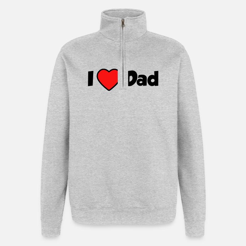 I love Dad - Quarter-Zip-Sweatshirt - Grau meliert
