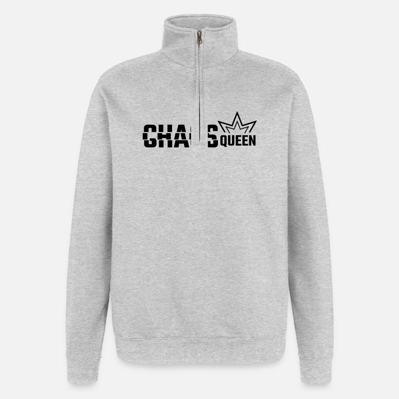 CHAOS QUEEN - Quarter-Zip-Sweatshirt - Grau meliert