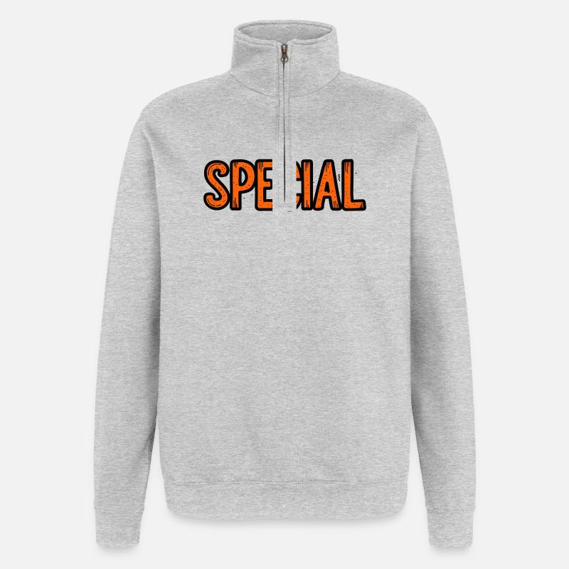 Schild mit Sonderangebot - Quarter-Zip-Sweatshirt - Grau meliert